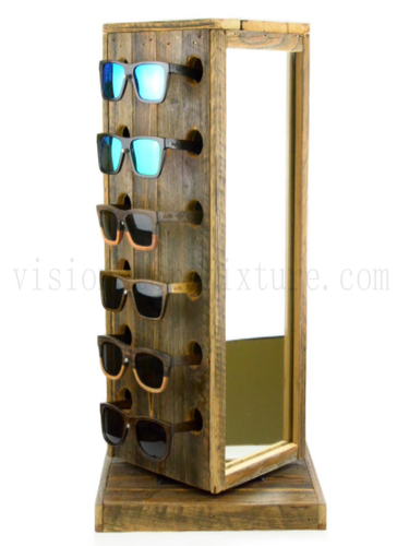 Wood wire eyewear display rack