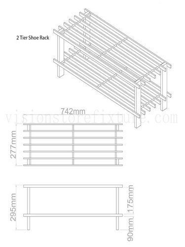 Slatted shoe rack wood bench