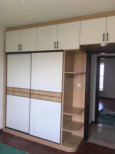 Customized bedroom Wardrobe wooden cabinet with metal hardware